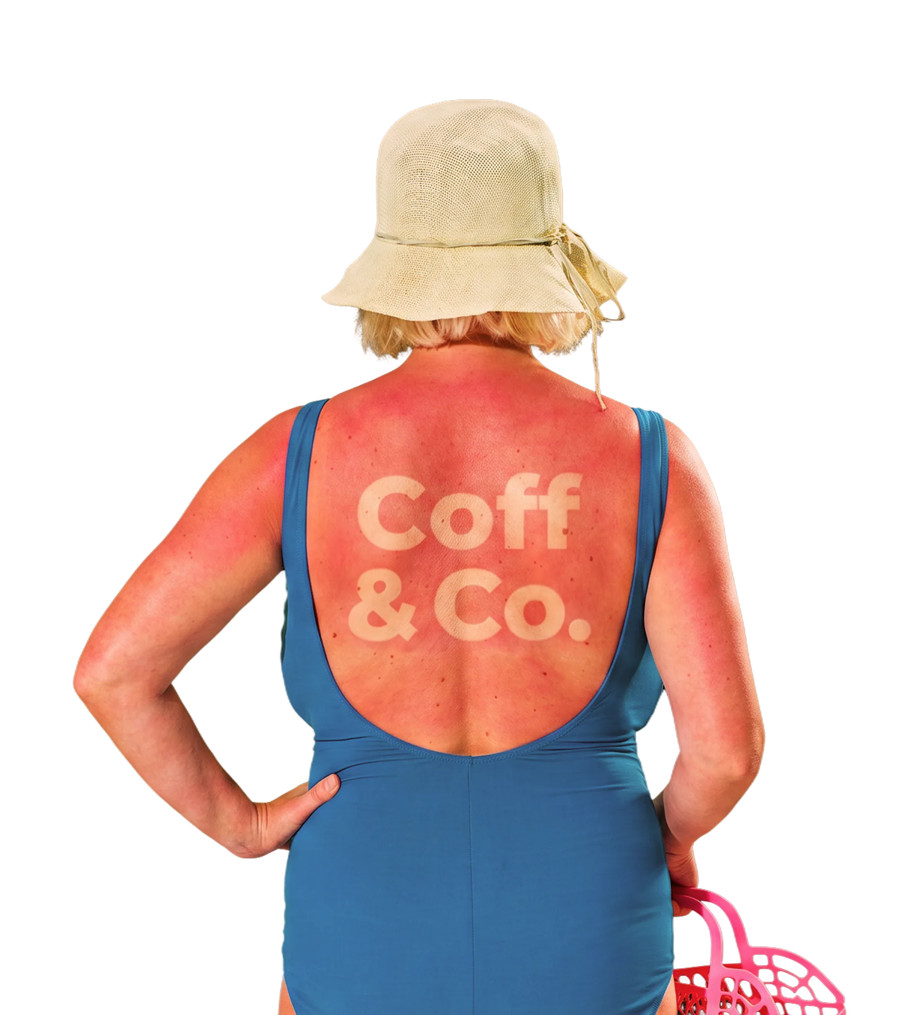 Person from behind with a Coff & Co. sunburn print